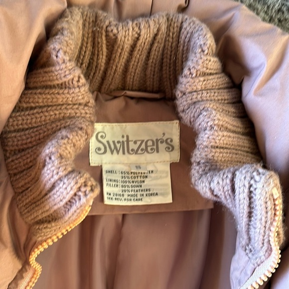 Switzer’s Vintage Down Coat Dusty Rose Mauve warm zipper button sz small - Picture 3 of 14